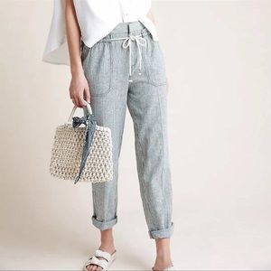 Anthropologie Seashore Striped Linen with Nautical Rope Pants. Women’s Small